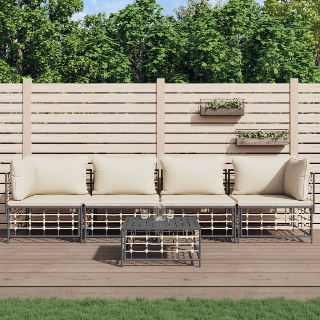 Loungegrupp 4 Delar Med Dynor Antracit Konstrotting