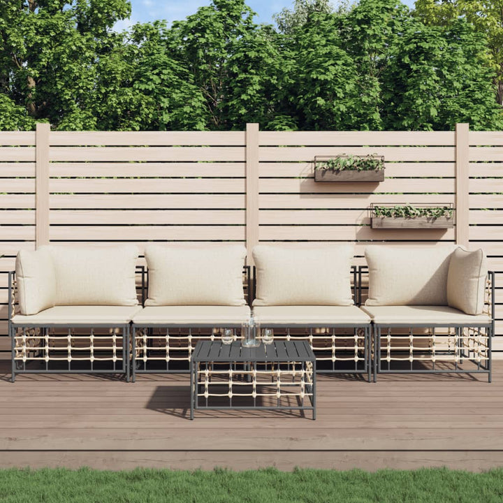 Loungegrupp 4 Delar Med Dynor Antracit Konstrotting