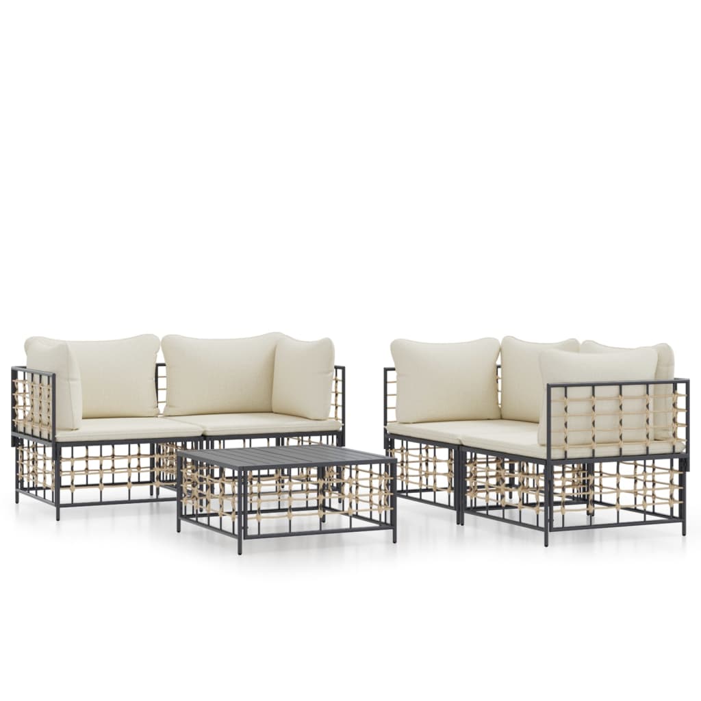 Loungegrupp 5 Delar Med Dynor Antracit Konstrotting