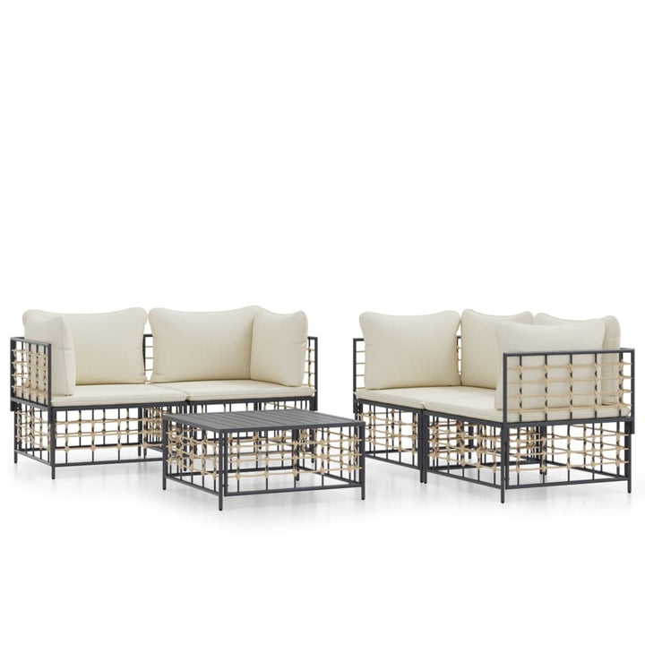 Loungegrupp 5 Delar Med Dynor Antracit Konstrotting