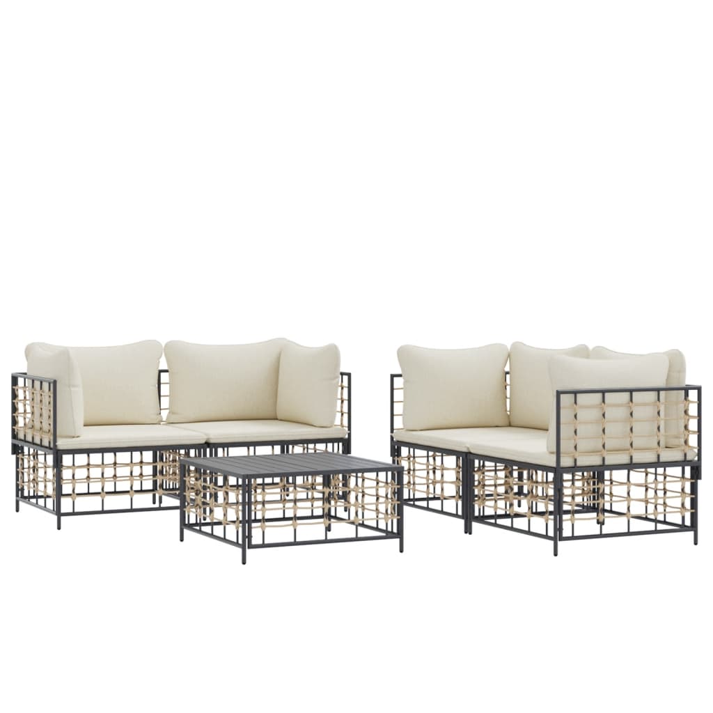 Loungegrupp 5 Delar Med Dynor Antracit Konstrotting