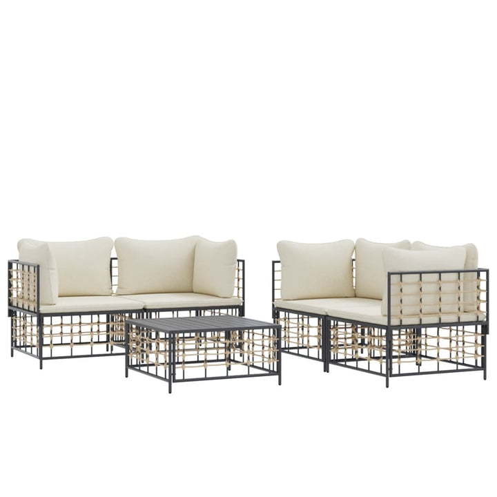 Loungegrupp 5 Delar Med Dynor Antracit Konstrotting