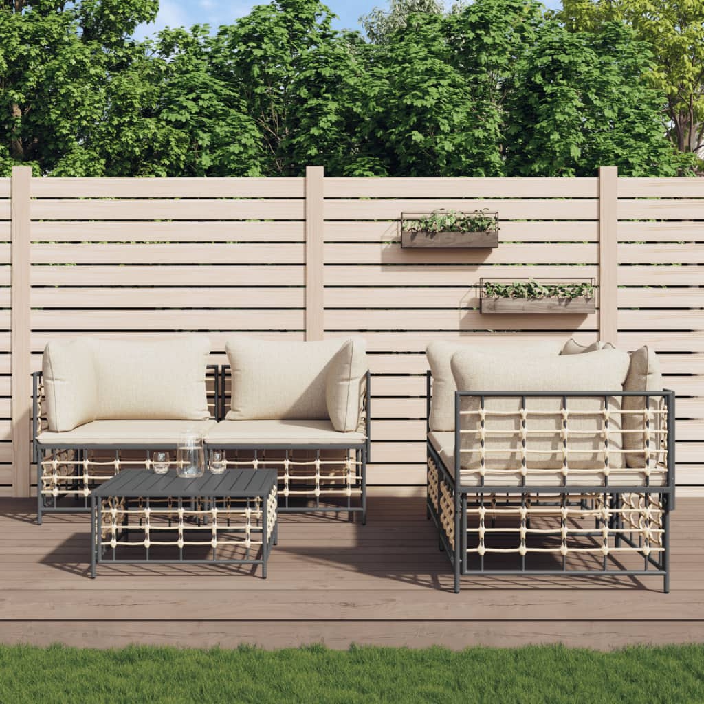 Loungegrupp 5 Delar Med Dynor Antracit Konstrotting