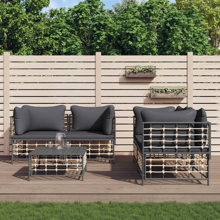 Loungegrupp 5 Delar Med Dynor Antracit Konstrotting
