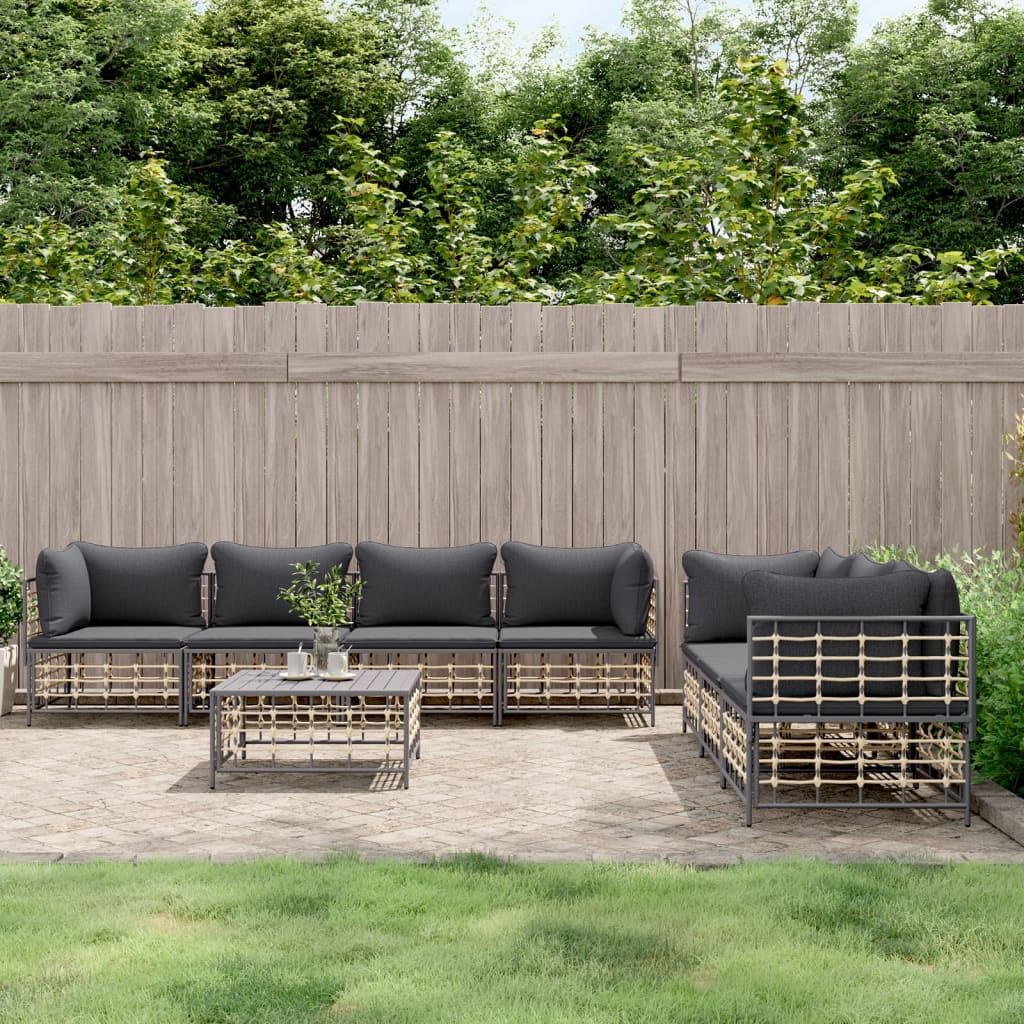 Loungegrupp 5 Delar Med Dynor Antracit Konstrotting