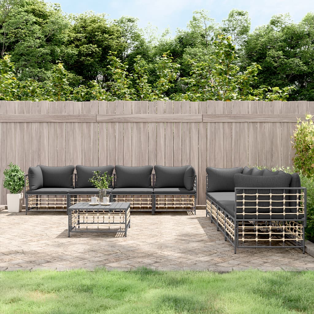 Loungegrupp 5 Delar Med Dynor Antracit Konstrotting