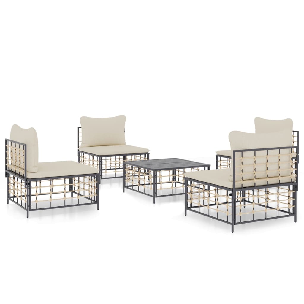 Loungegrupp 5 Delar Med Dynor Antracit Konstrotting
