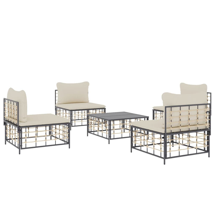 Loungegrupp 5 Delar Med Dynor Antracit Konstrotting