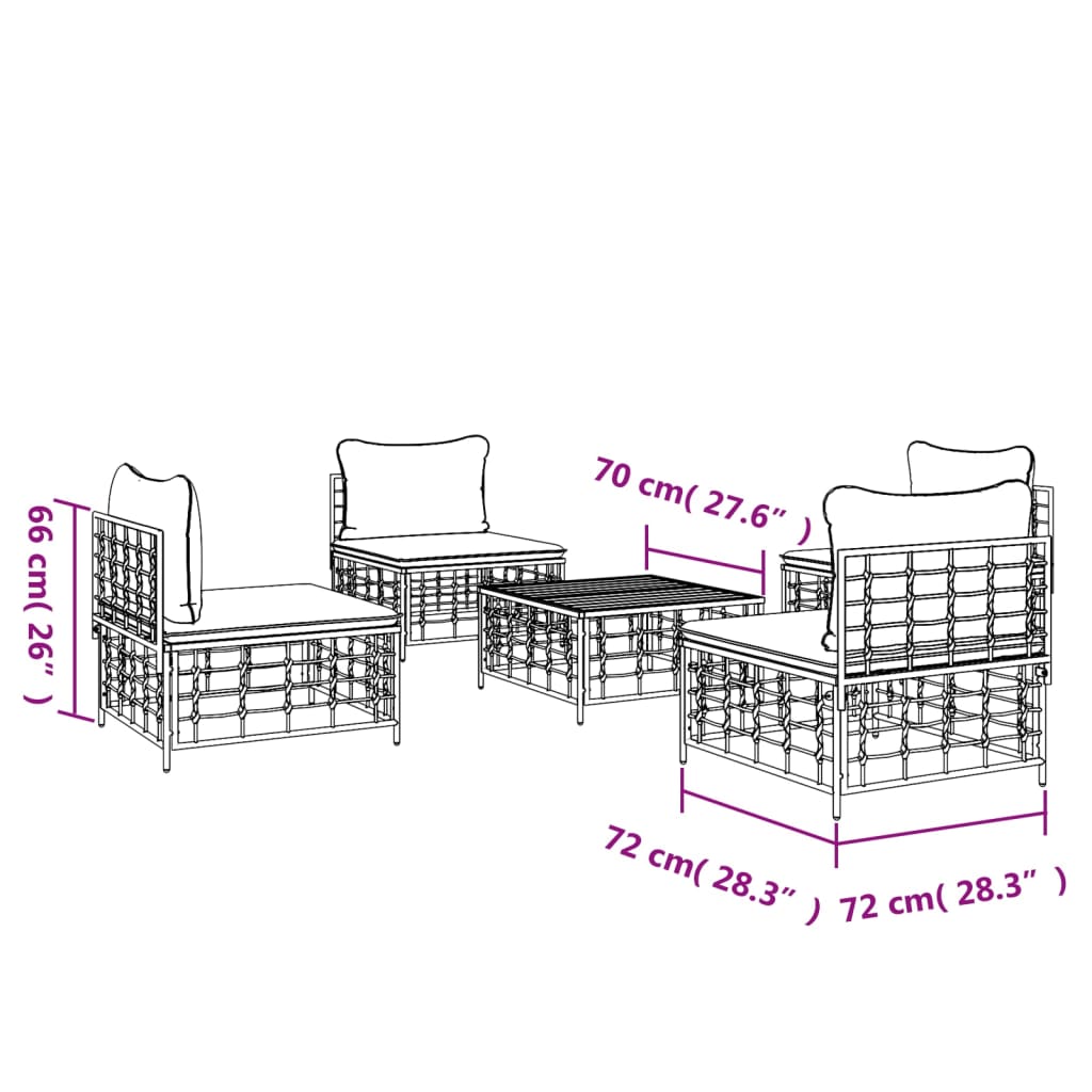 Loungegrupp 5 Delar Med Dynor Antracit Konstrotting