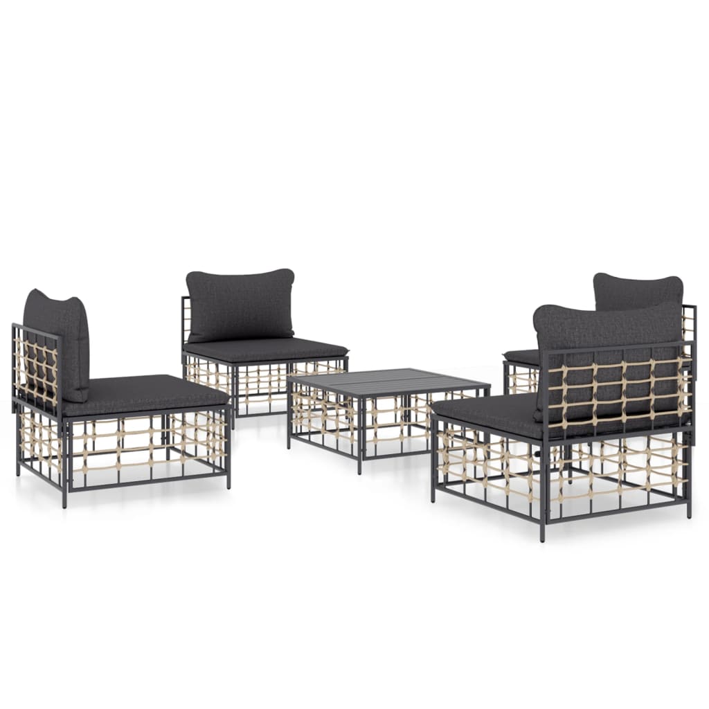 Loungegrupp 5 Delar Med Dynor Antracit Konstrotting