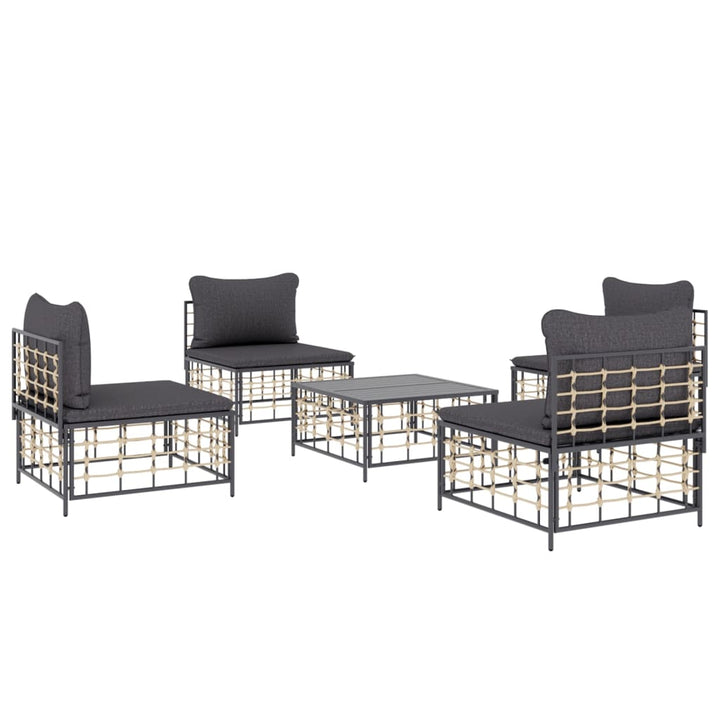 Loungegrupp 5 Delar Med Dynor Antracit Konstrotting