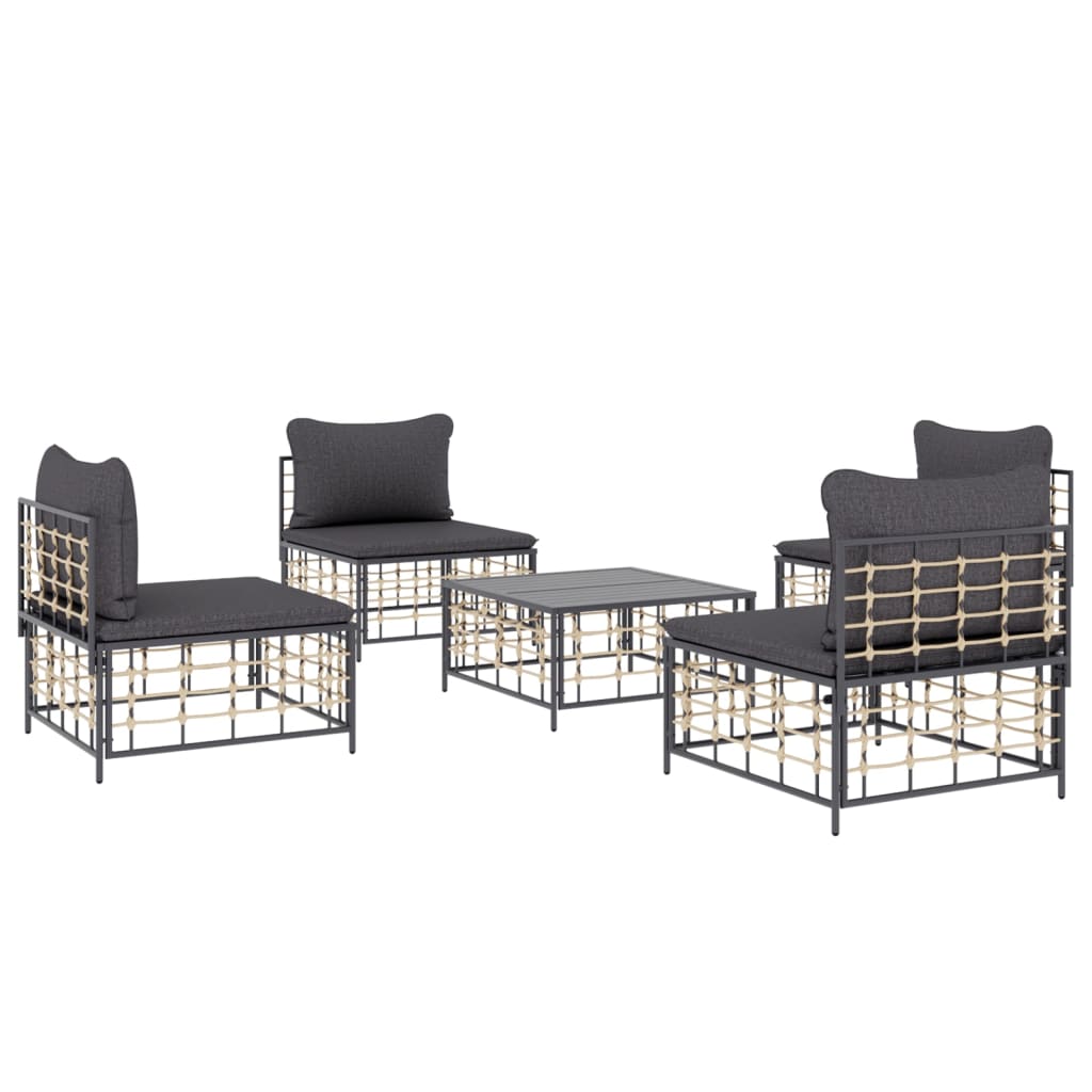 Loungegrupp 5 Delar Med Dynor Antracit Konstrotting