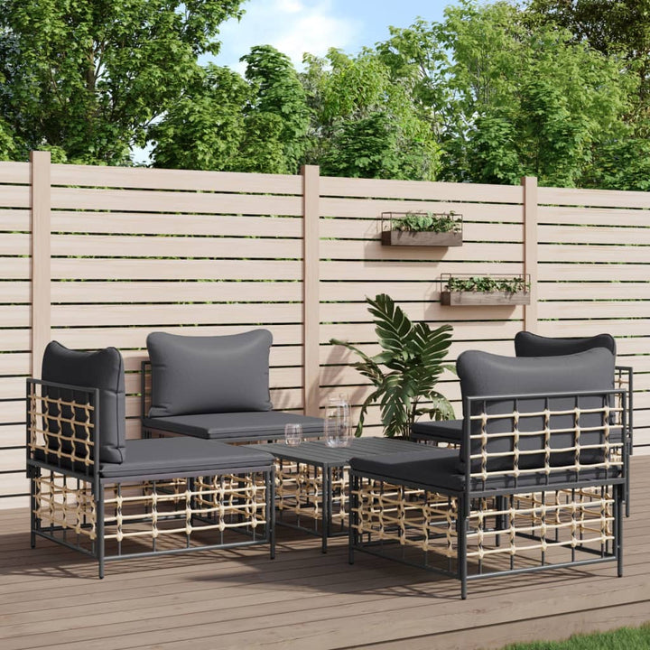 Loungegrupp 5 Delar Med Dynor Antracit Konstrotting