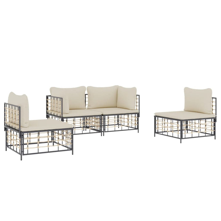 Loungegrupp 4 Delar Med Dynor Antracit Konstrotting