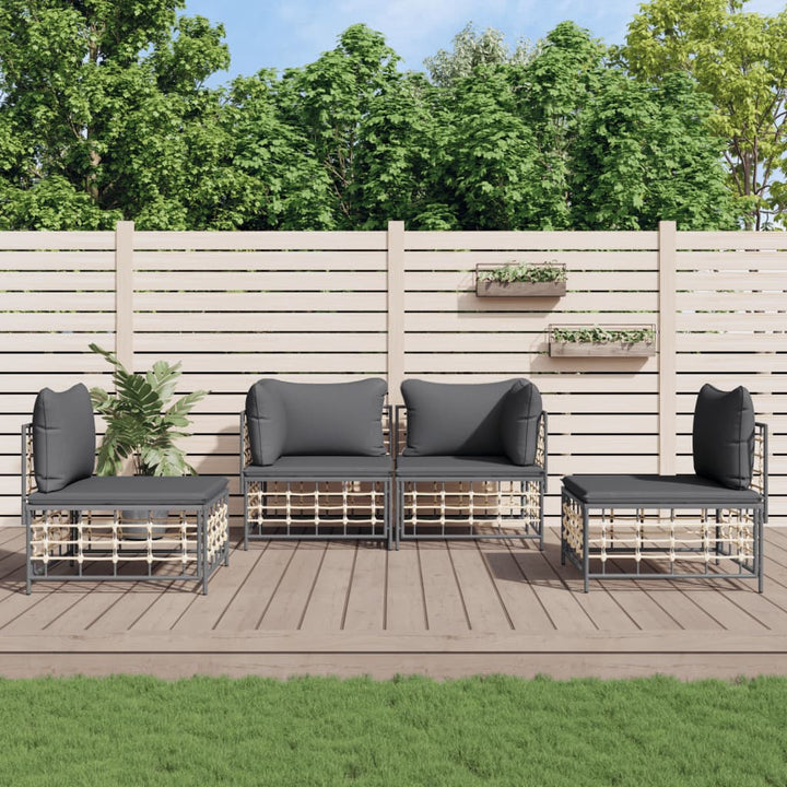 Loungegrupp 4 Delar Med Dynor Antracit Konstrotting