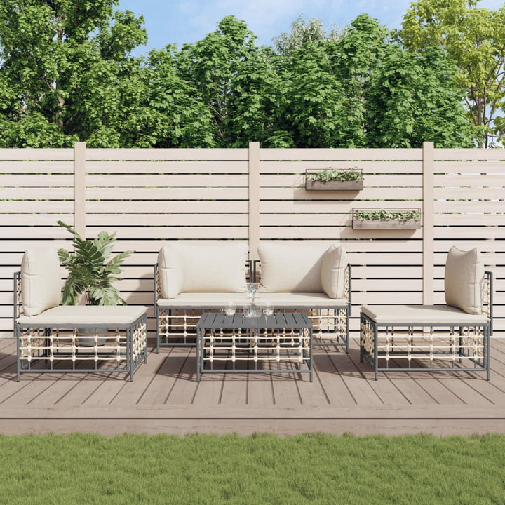 Loungegrupp 4 Delar Med Dynor Antracit Konstrotting
