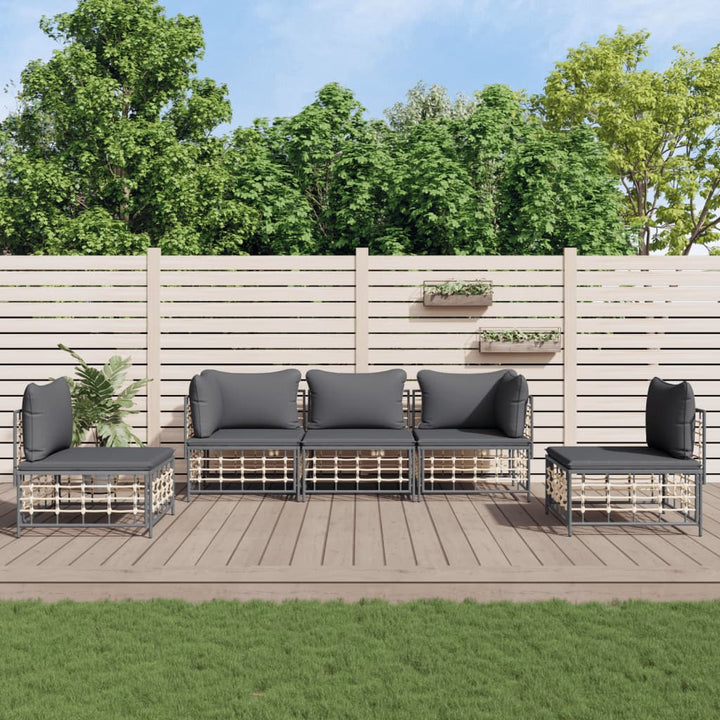 Loungegrupp 4 Delar Med Dynor Antracit Konstrotting
