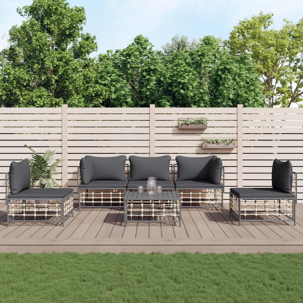 Loungegrupp 4 Delar Med Dynor Antracit Konstrotting
