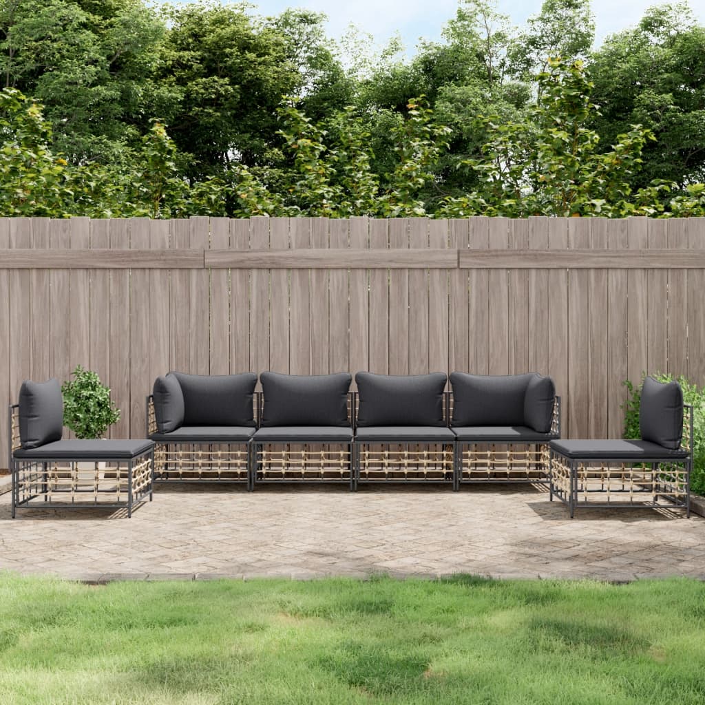 Loungegrupp 4 Delar Med Dynor Antracit Konstrotting