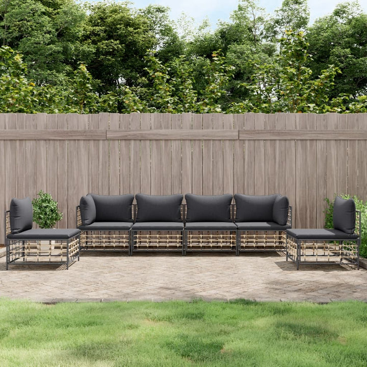 Loungegrupp 4 Delar Med Dynor Antracit Konstrotting