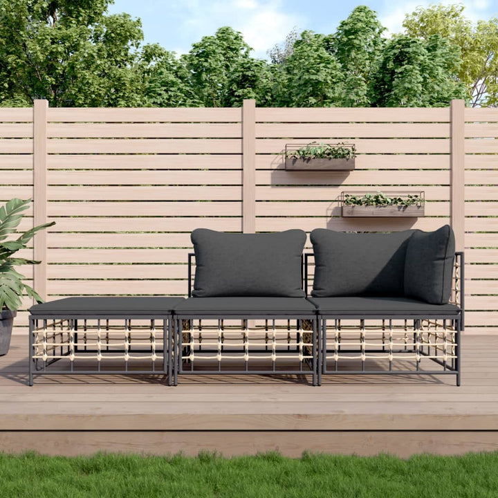 Loungegrupp 5 Delar Med Dynor Antracit Konstrotting