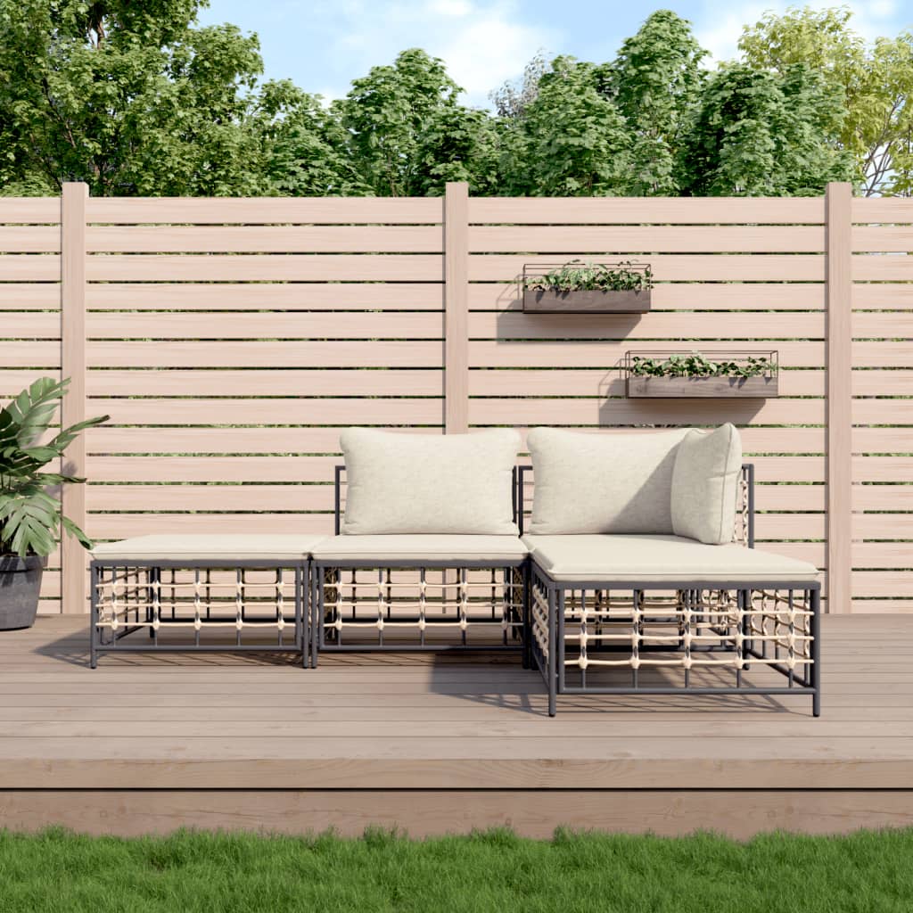 Loungegrupp 5 Delar Med Dynor Antracit Konstrotting