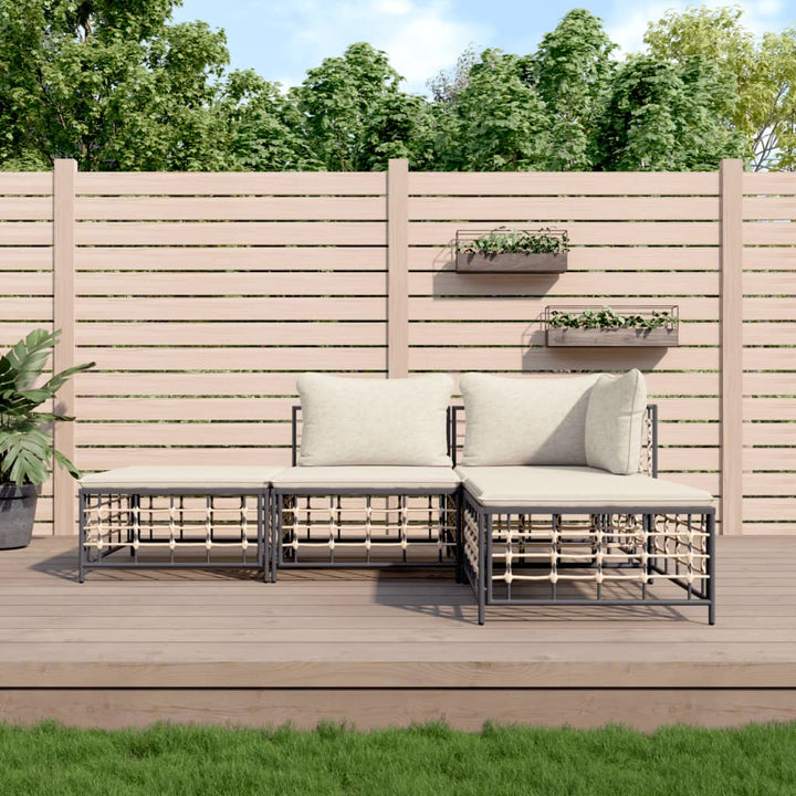 Loungegrupp 5 Delar Med Dynor Antracit Konstrotting