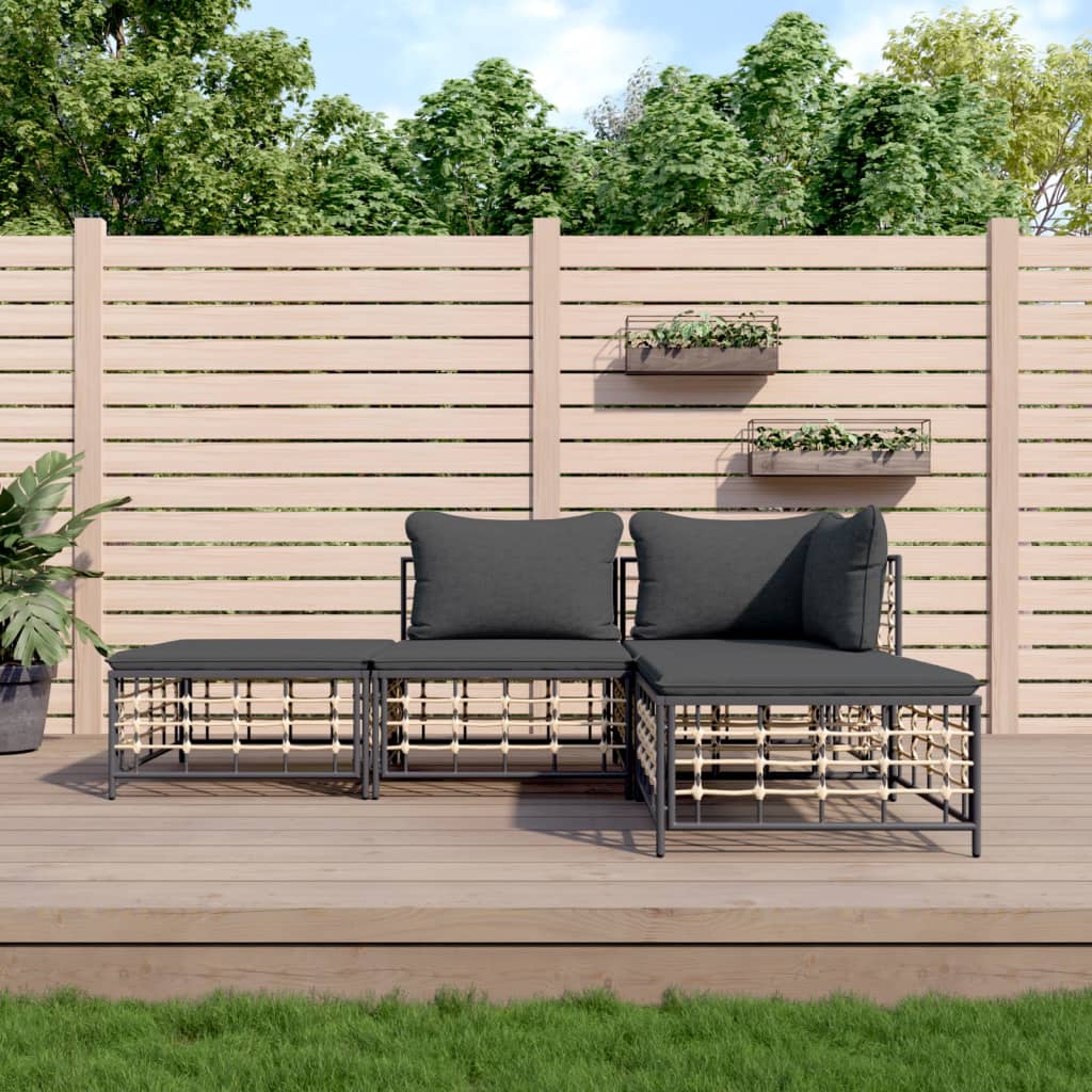 Loungegrupp 5 Delar Med Dynor Antracit Konstrotting