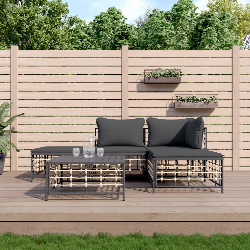 Loungegrupp 5 Delar Med Dynor Antracit Konstrotting