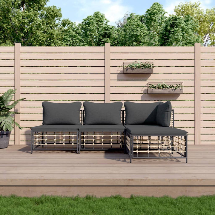 Loungegrupp 5 Delar Med Dynor Antracit Konstrotting
