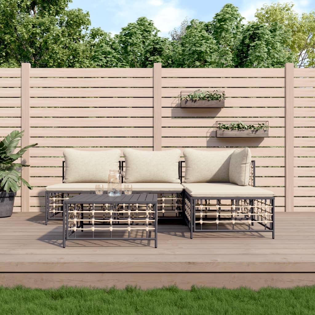 Loungegrupp 5 Delar Med Dynor Antracit Konstrotting
