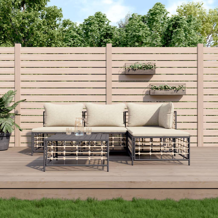 Loungegrupp 5 Delar Med Dynor Antracit Konstrotting
