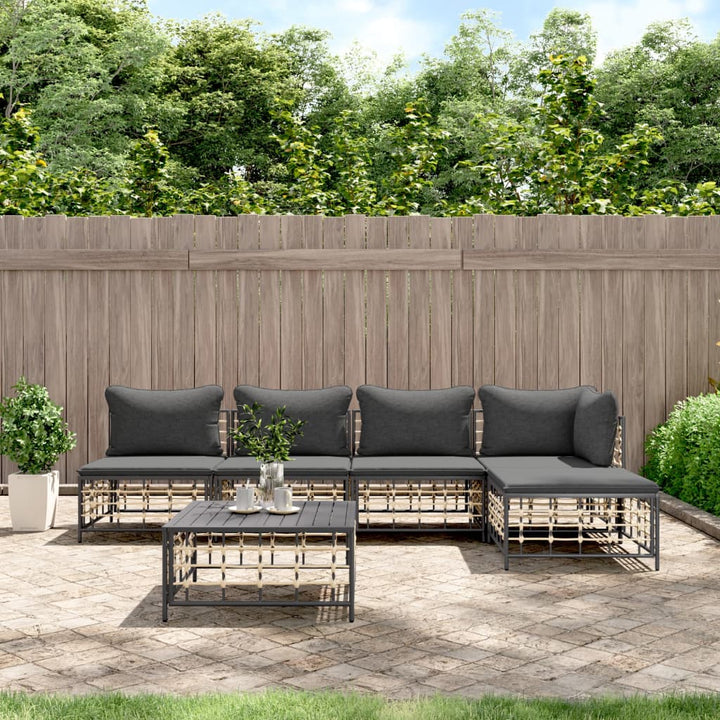 Loungegrupp 5 Delar Med Dynor Antracit Konstrotting