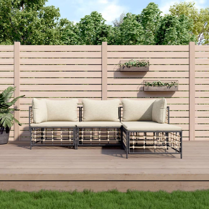 Loungegrupp 5 Delar Med Dynor Antracit Konstrotting