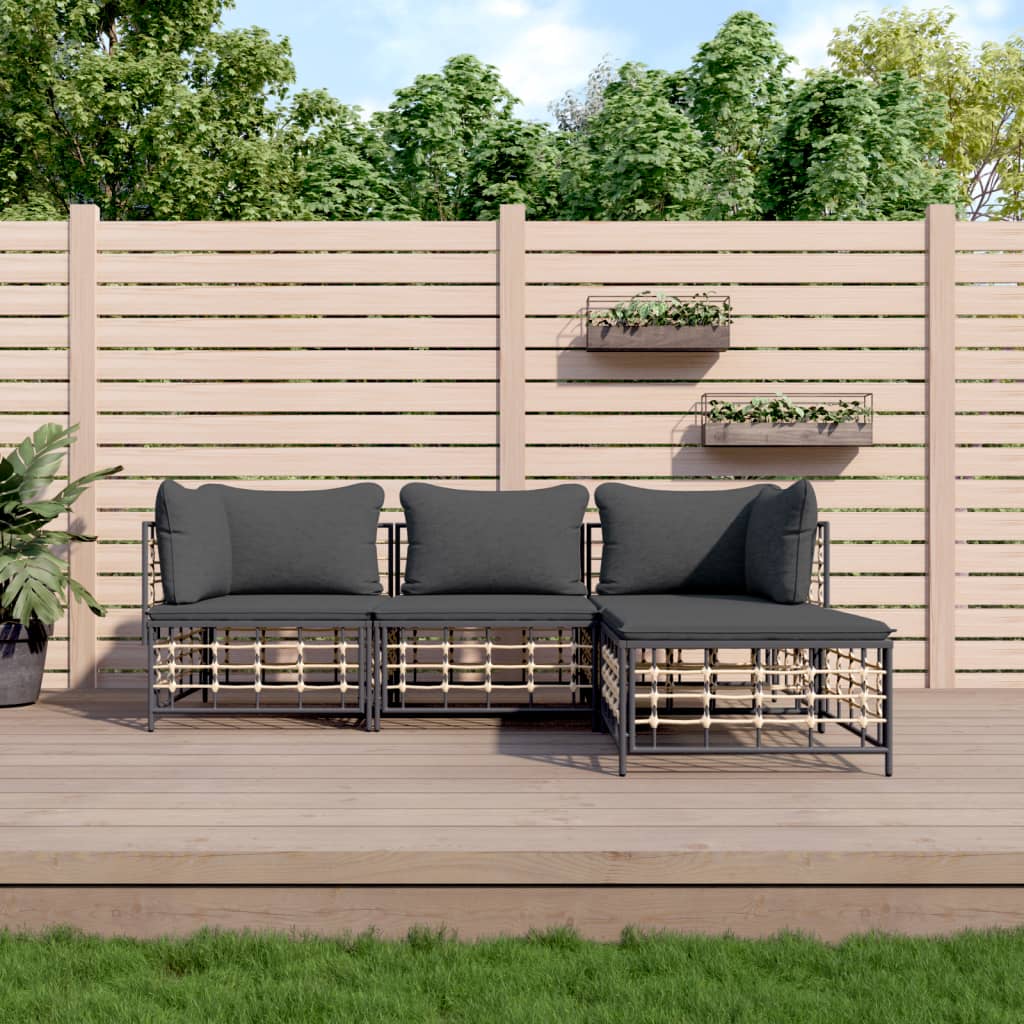 Loungegrupp 5 Delar Med Dynor Antracit Konstrotting