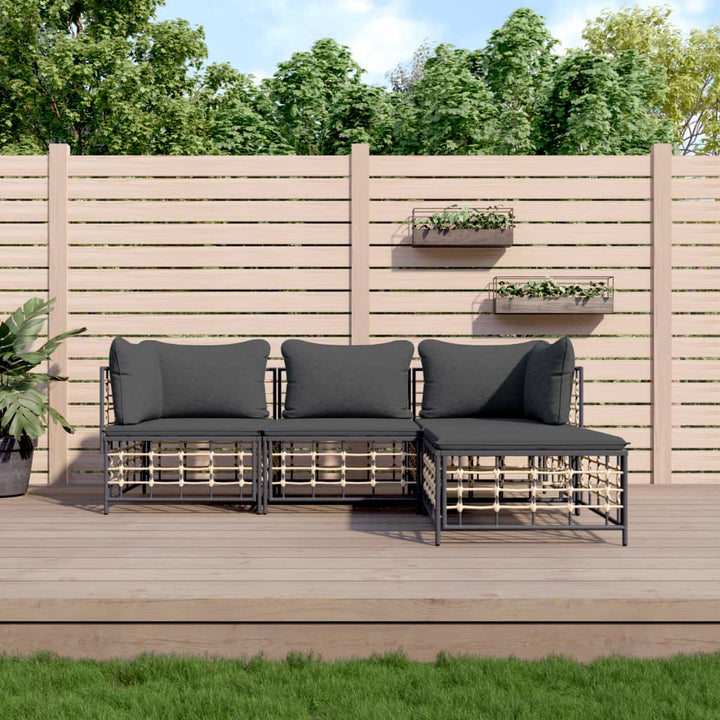 Loungegrupp 5 Delar Med Dynor Antracit Konstrotting