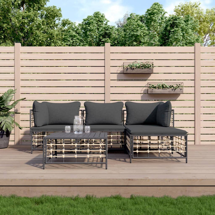 Loungegrupp 5 Delar Med Dynor Antracit Konstrotting