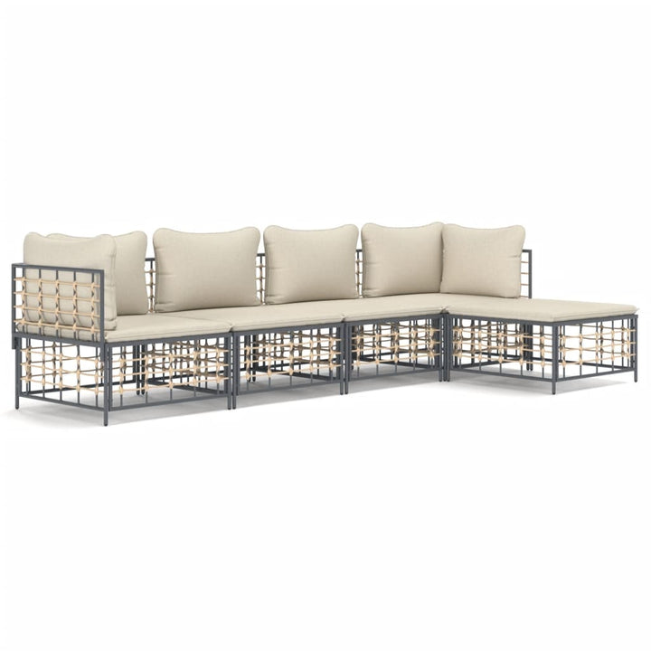 Loungegrupp 5 Delar Med Dynor Antracit Konstrotting