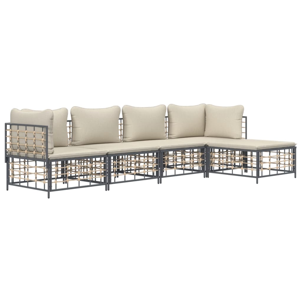 Loungegrupp 5 Delar Med Dynor Antracit Konstrotting