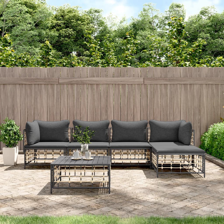 Loungegrupp 5 Delar Med Dynor Antracit Konstrotting