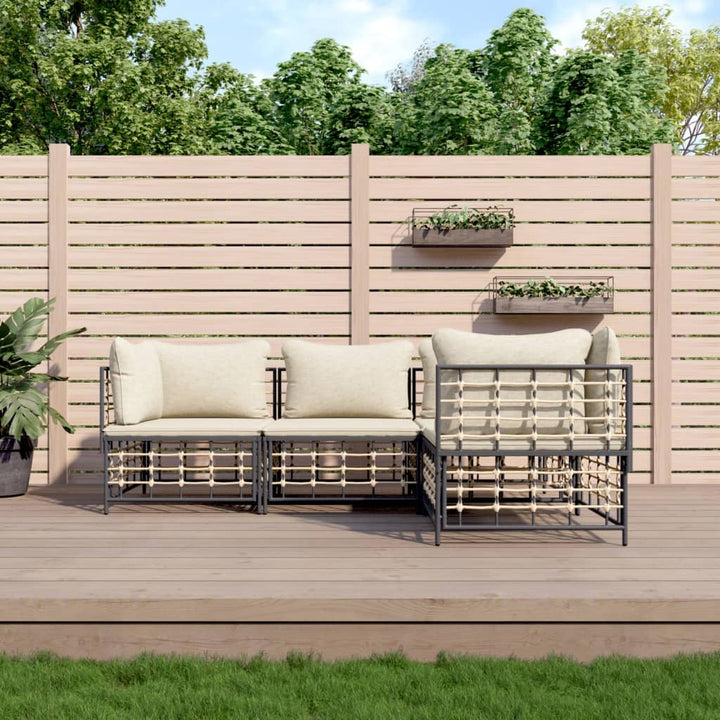 Loungegrupp 5 Delar Med Dynor Antracit Konstrotting