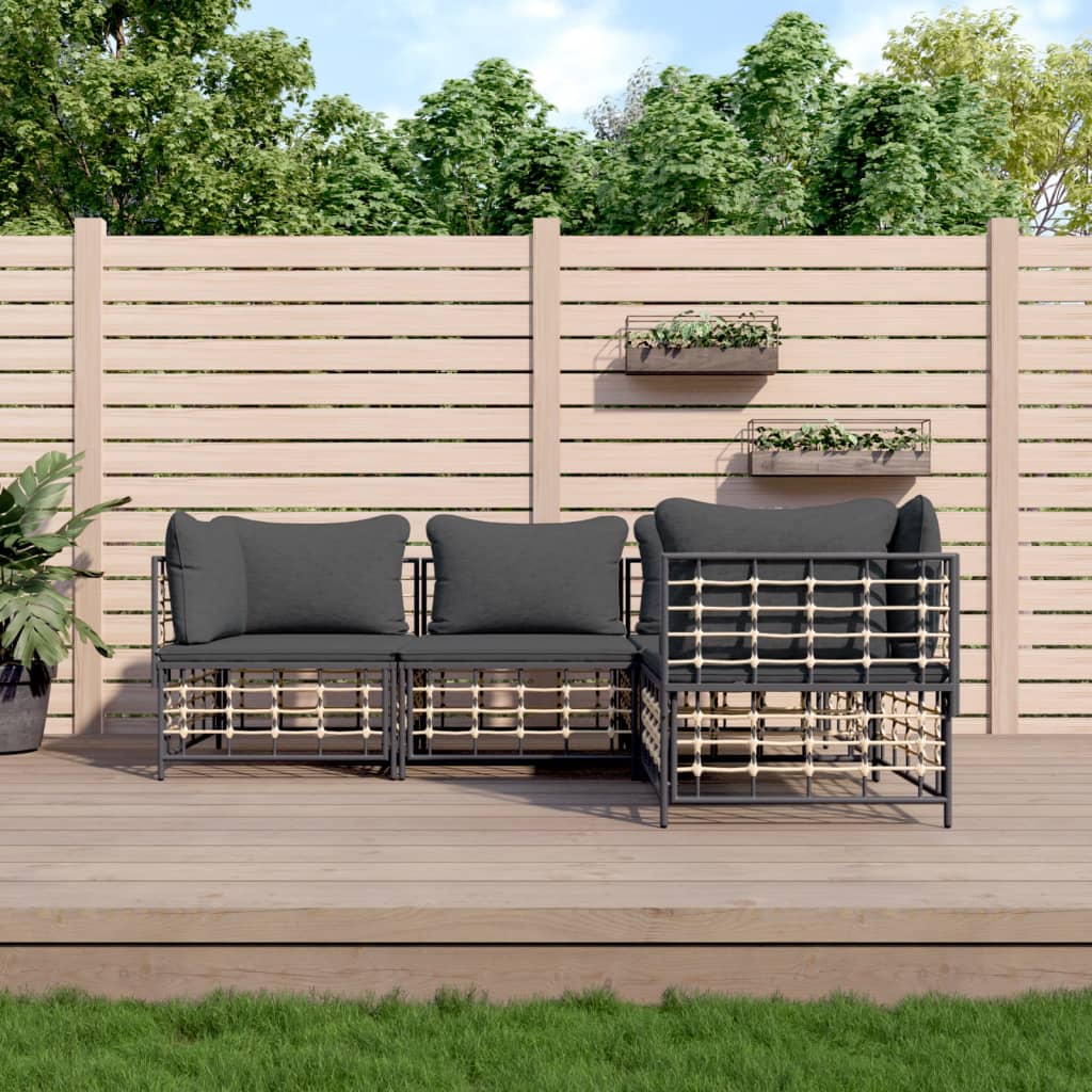 Loungegrupp 5 Delar Med Dynor Antracit Konstrotting