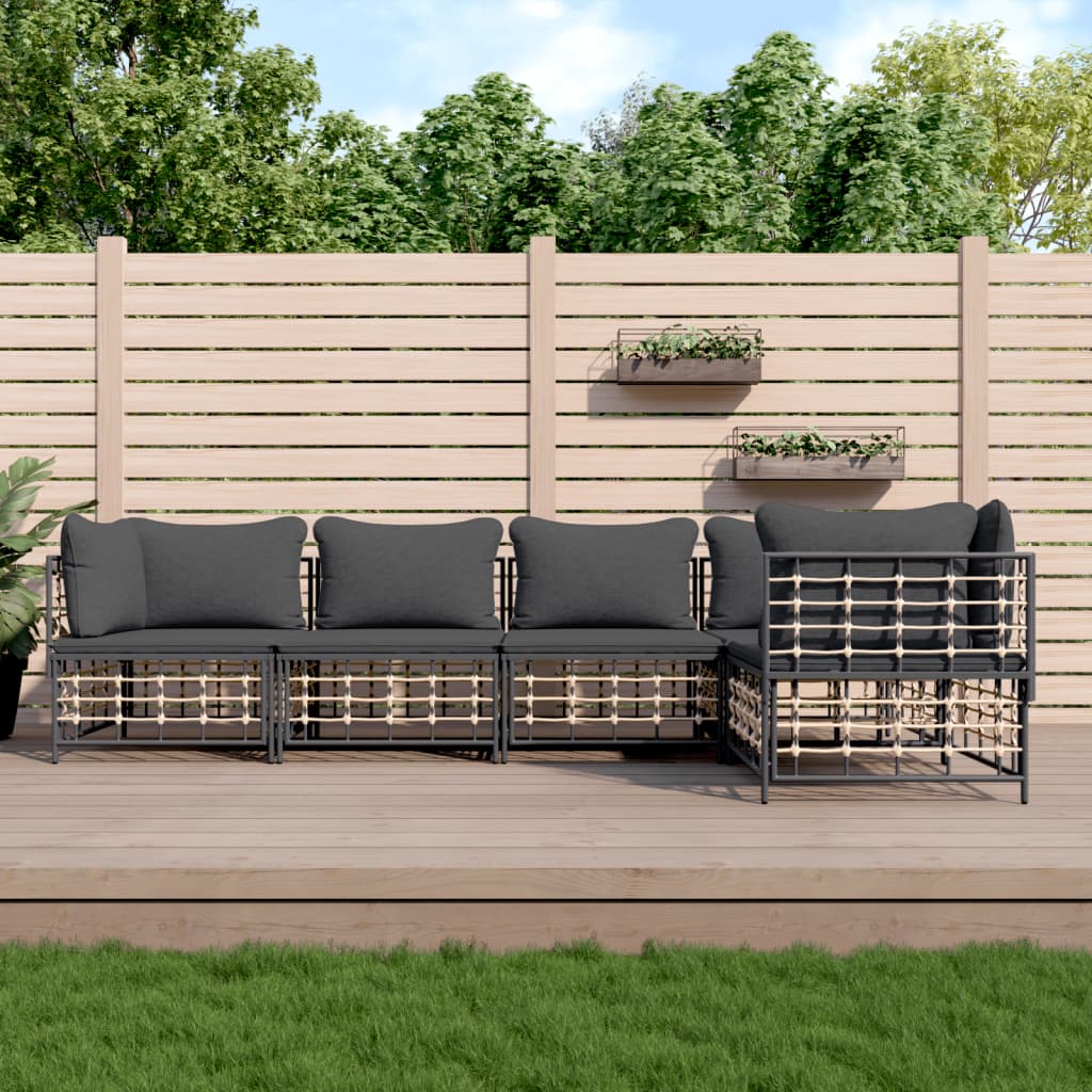 Loungegrupp 5 Delar Med Dynor Antracit Konstrotting