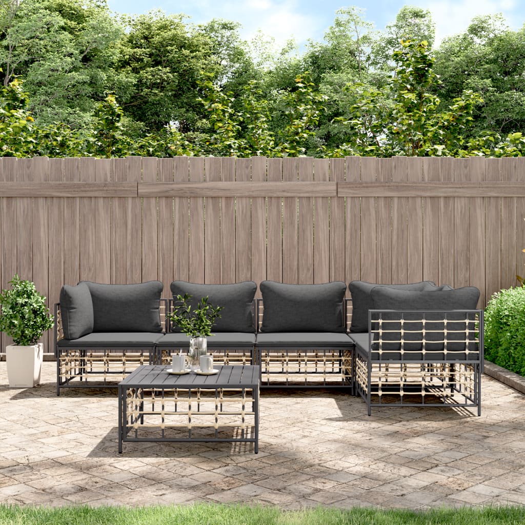 Loungegrupp 5 Delar Med Dynor Antracit Konstrotting