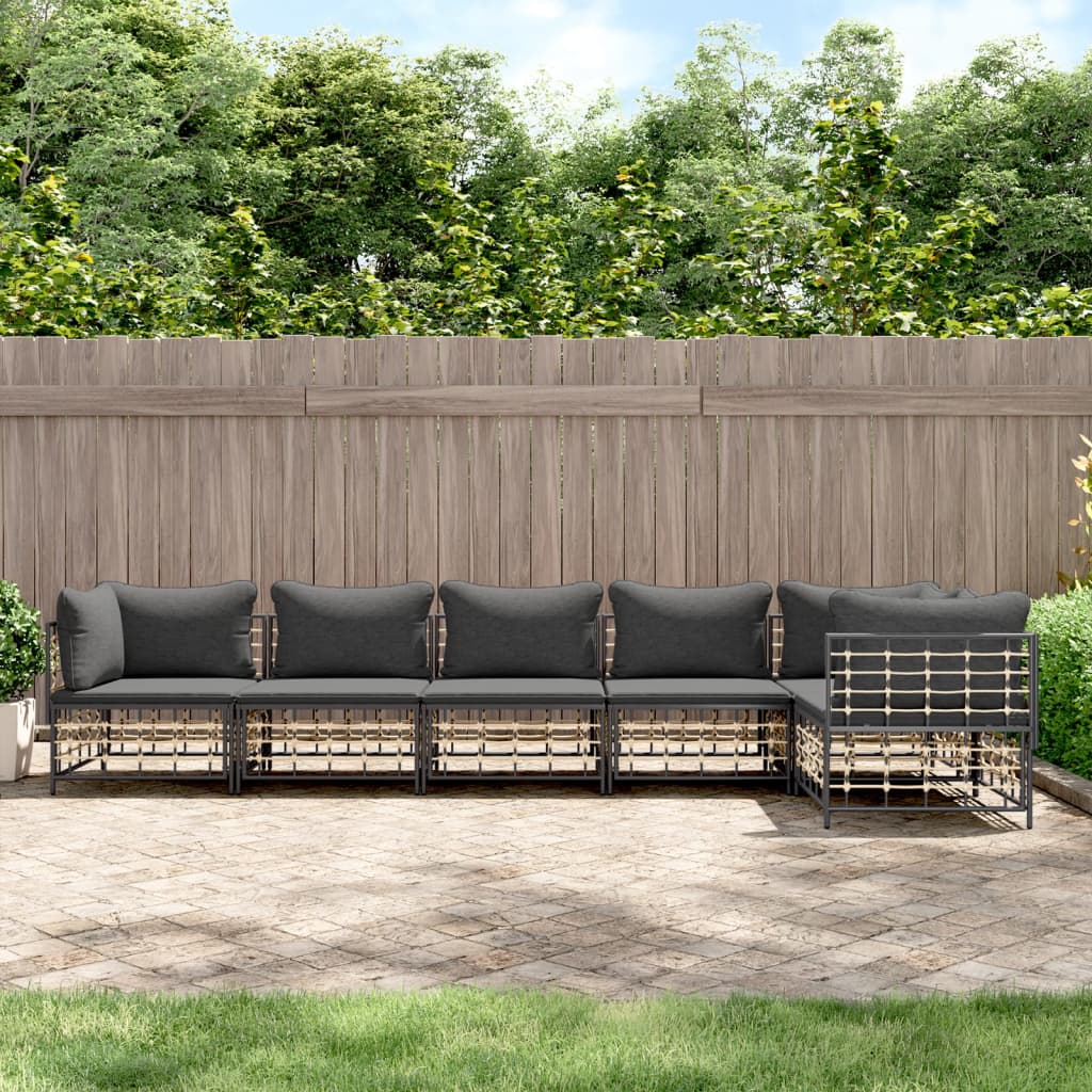 Loungegrupp 5 Delar Med Dynor Antracit Konstrotting