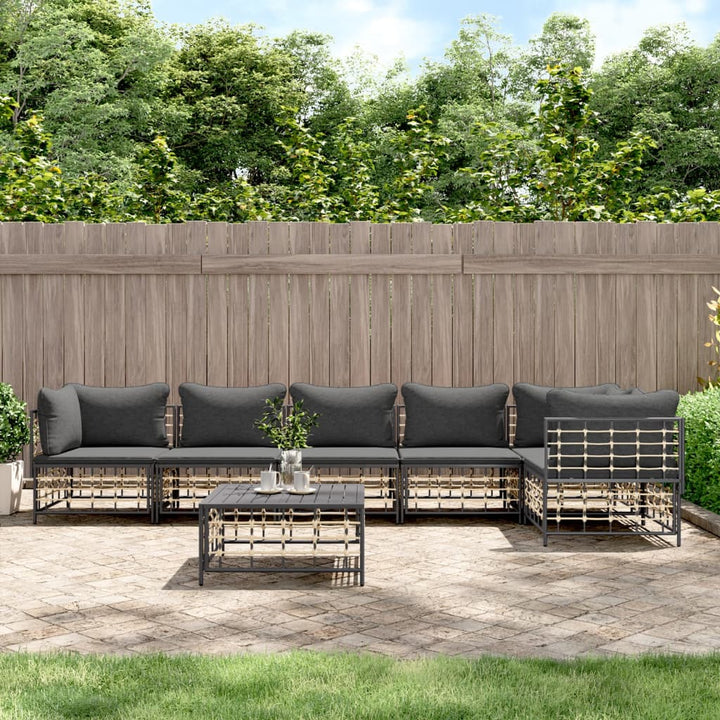Loungegrupp 5 Delar Med Dynor Antracit Konstrotting