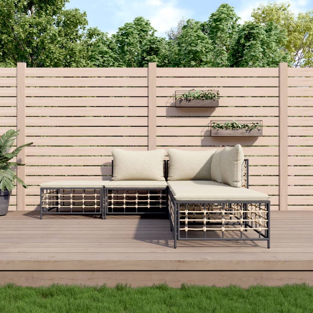 Loungegrupp 5 Delar Med Dynor Antracit Konstrotting