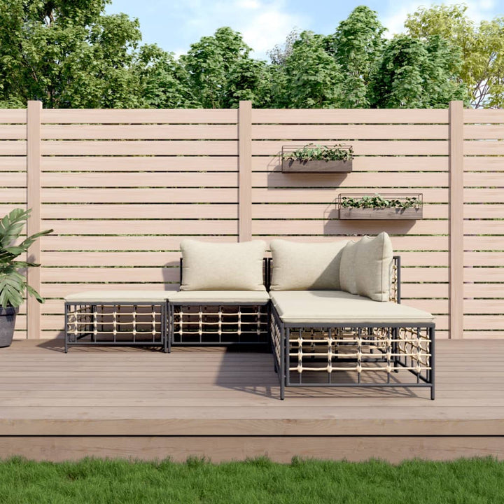 Loungegrupp 5 Delar Med Dynor Antracit Konstrotting