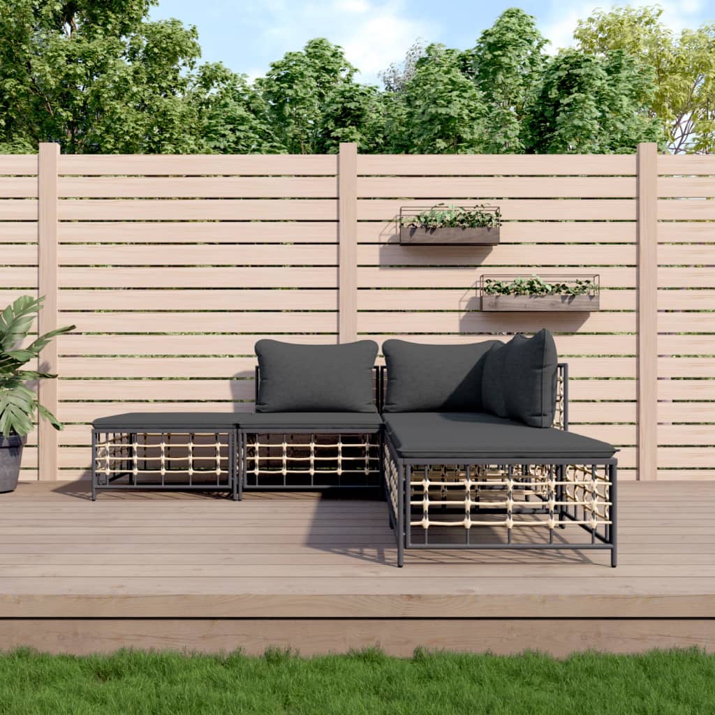 Loungegrupp 5 Delar Med Dynor Antracit Konstrotting
