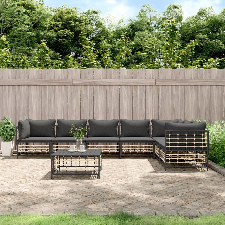 Loungegrupp 5 Delar Med Dynor Antracit Konstrotting